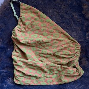 One shoulder floral Zara top.